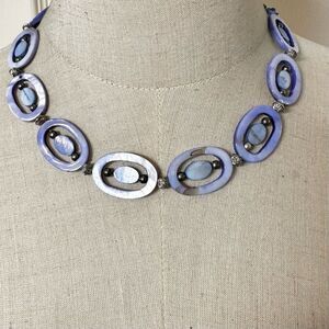 Blue oval Abalone necklace
